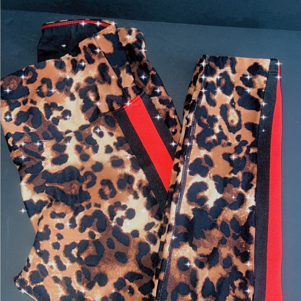 Calvin klein Leopard Print Leggings with Red Stripe